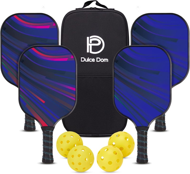 DULCE DOM Pickleball Paddles Set of 2/4 - USAPA Approved, 4 Indoor Outdoor Pickleball Balls, Fiberglass Surface Paddle Racket with Cover Bag, Ideal Training Equipment Gift for Men & Women - Image 1
